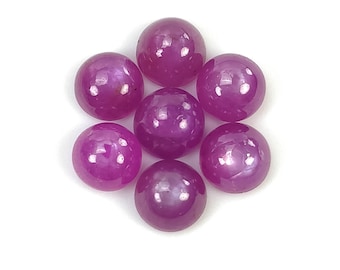 RUBY Sheen Gemstone Cabochon : 6.06cts Natural Untreated Unheated Purple Pink Ruby Round Shape Cabochon 5mm 7pcs