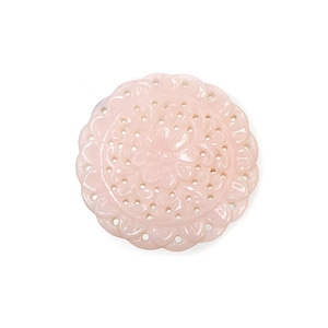 PINK OPAL Gemstone Carving : 47.70cts Natural Untreated Opal Hand Carved Floral Carving Round Shape 43mm