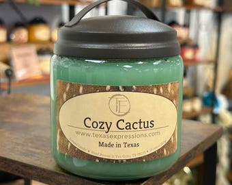 Cozy Cactus Candle | Unique Candle | Made in Texas | Rustic | Funny Gift | Cowboy Cowgirl Gift for Him Gift for Her