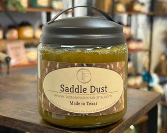 Saddle Dust Candle |  Unique Candle | Made in Texas | Rustic | Funny Gift | Horse Lover | Cowboy Cowgirl Gift for Him Gift for Her