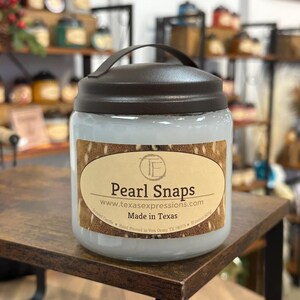 Pearl Snaps Candle | Unique Candle | Made in Texas | Rustic | Funny Gift | Cowboy Cowgirl Gift for Him Gift for Her