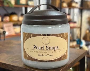 Pearl Snaps Candle | Unique Candle | Made in Texas | Rustic | Funny Gift | Cowboy Cowgirl Gift for Him Gift for Her