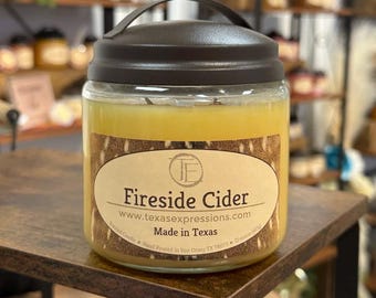 Fireside Cider Candle | Fall Candle | Made in Texas | Rustic | Funny Gift | Cowboy Cowgirl Gift for Him Gift for Her