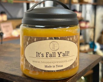 It's Fall Y'all Candle | Unique Candle | Made in Texas | Rustic | Funny Gift | Cowboy Cowgirl Gift for Him Gift for Her