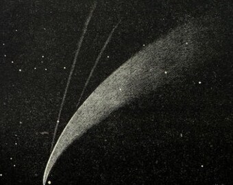 stars heavens cosmos plate celestial solar system. 1866 Antique astronomy comet shapes print original kinds comets engraving
