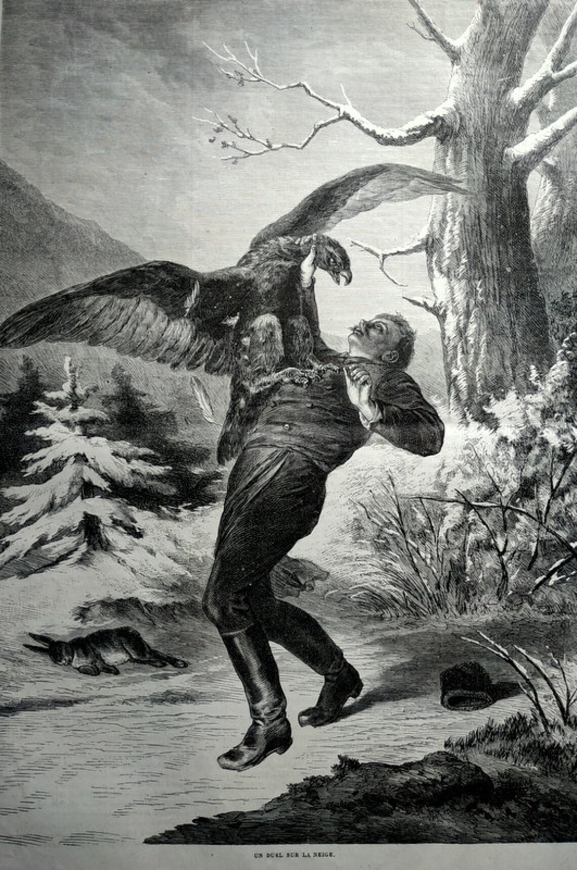 FANTASTICA scena di Eagle attacca un uomo incisione 1879 Etsy Italia