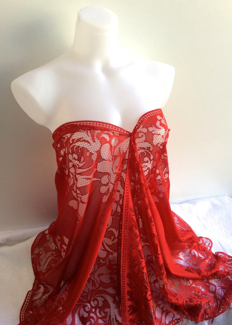 Red Wedding Shawl Carmine Red Lace Scarf Crimson Red Bridal | Etsy