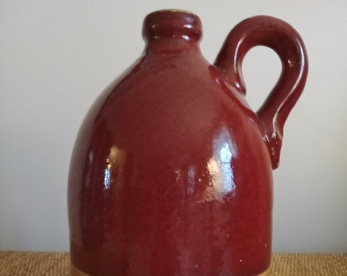 Vintage Large Red Pottery Jug Moonshine Jug Primitive Heavy Pottery Jug