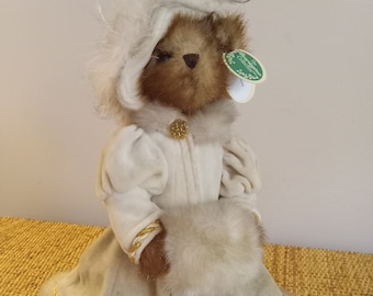 Victoria Bear from The Bearington Collection 14 Inch Plush Bear Elegant Lady Bear in Faux Fur Trimmed Coat and Hat Fur Muff