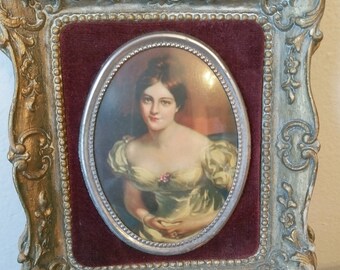1844 Antique Print Engraving COUNTESS of Blessington Irish Writer Superb Dress Fashion