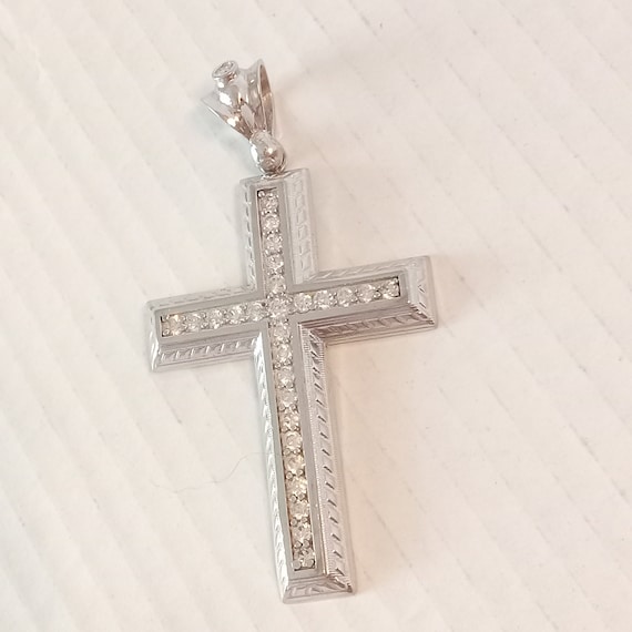Vintage CZ Sterling Silver Cross Pendant - Bold Statement Piece