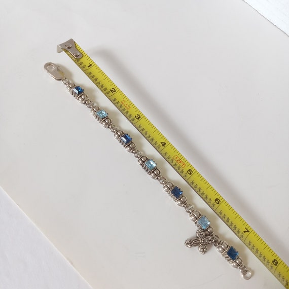 Vintage Sterling Silver Cross Charm Link Bracelet… - image 9
