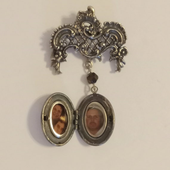 Victorian Ornate Silver Metal Locket Collar Pink,… - image 8
