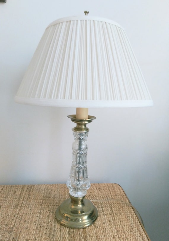 Vintage Ethan Allen Crystal Table Lamp Brass Desk Lamp With Duel
