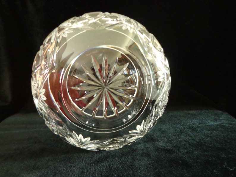 Rogaska Full Lead Crystal Bowl Hand Made in Yugoslavia Fan Design Heavy Crystal Bowl 6