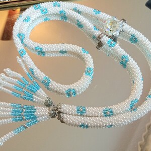 Vintage Light Green‎ Seed Bead Belt Tassel Wood Beads Southwestern Bolo Necklace Seed Bead Bolo Tie - Etsy main image 2