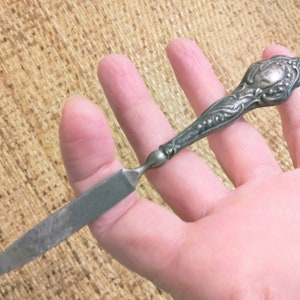 Antique Victorian 19th Century Sterling Silver Nail File with Elegant Embossed Floral and Filigree Design 5 1/2&quot;