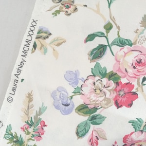 Vintage Laura Ashley 100% Cotton Fabric in Multi Pastels Floral Pattern Printed in UK 1 2/3 Yards