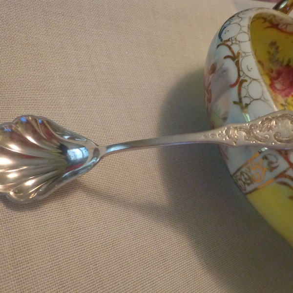 German Hanseat 90 Hand Engraved Silver Plate Sugar  Spoon!  Shell Bowl