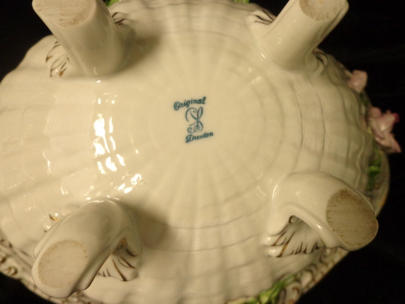 Antique Floral Overlay Openwork Bowl Basket Excellent Condition Potschappel Von Carl Thieme Porcelain DRESDEN 1900/'s Germany