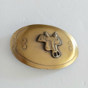 Vintage Western Brass Saddle Buckle Retro Collectible Western Cowboy Belt Buckle