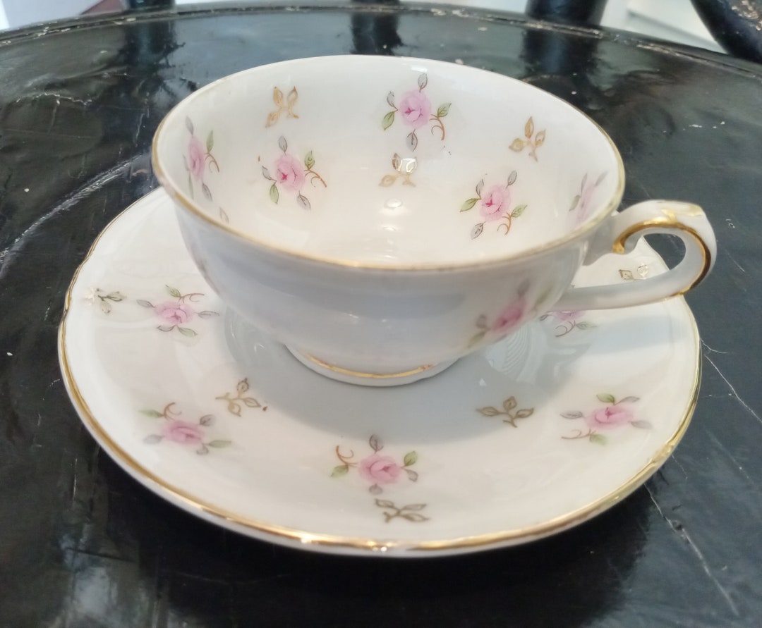 Vintage WINTERLING Bavarian Teacup and Saucer Delicate Pink Roses