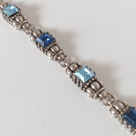 Vintage Sterling Silver Cross Charm Link Bracelet… - image 6