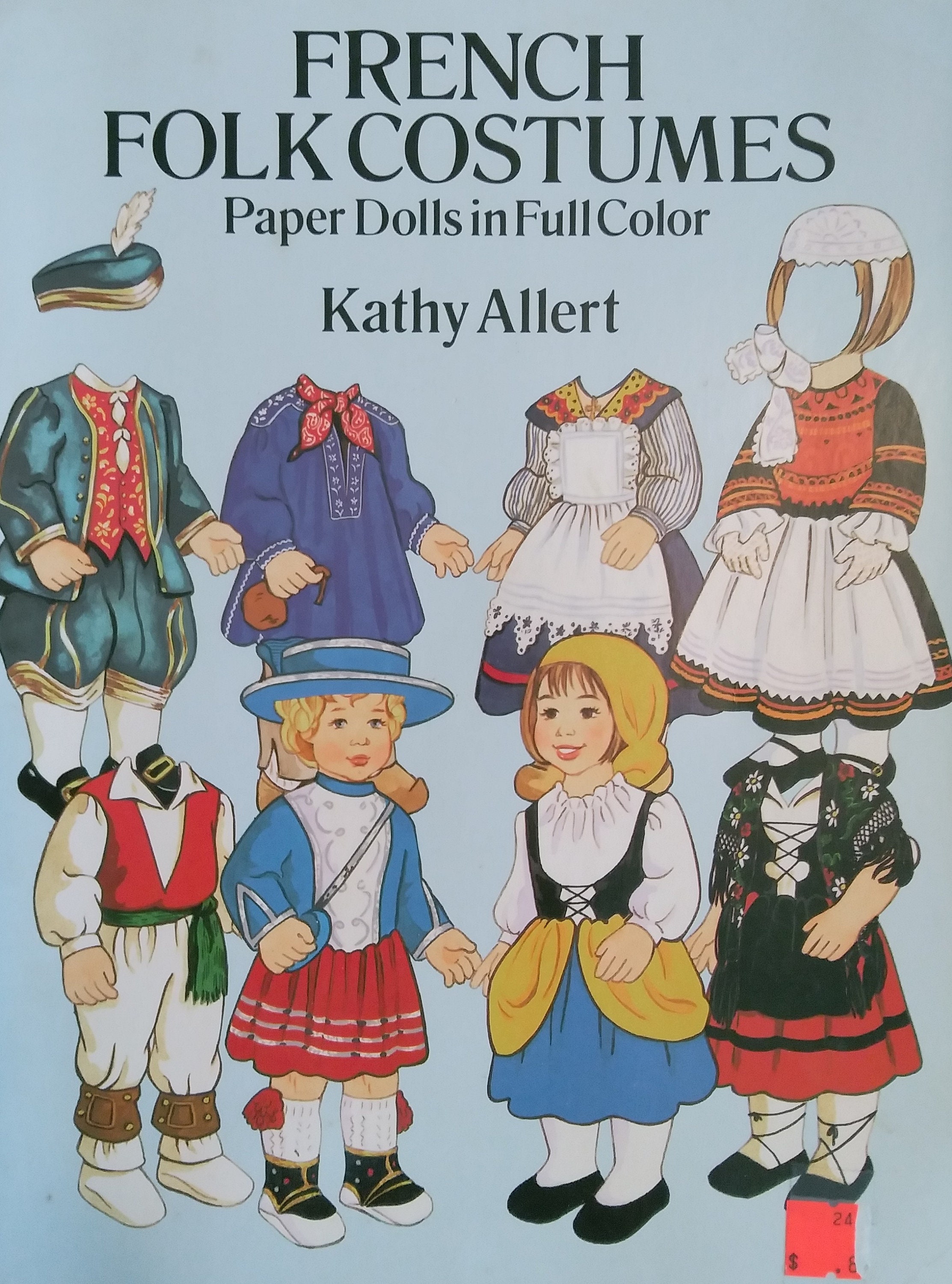 海外 紙モノ フランス 特大 着せ替え DOLL セット ビンテージ French Folk Costumes, 1991, Paper Doll Book, 12 by 9.5
