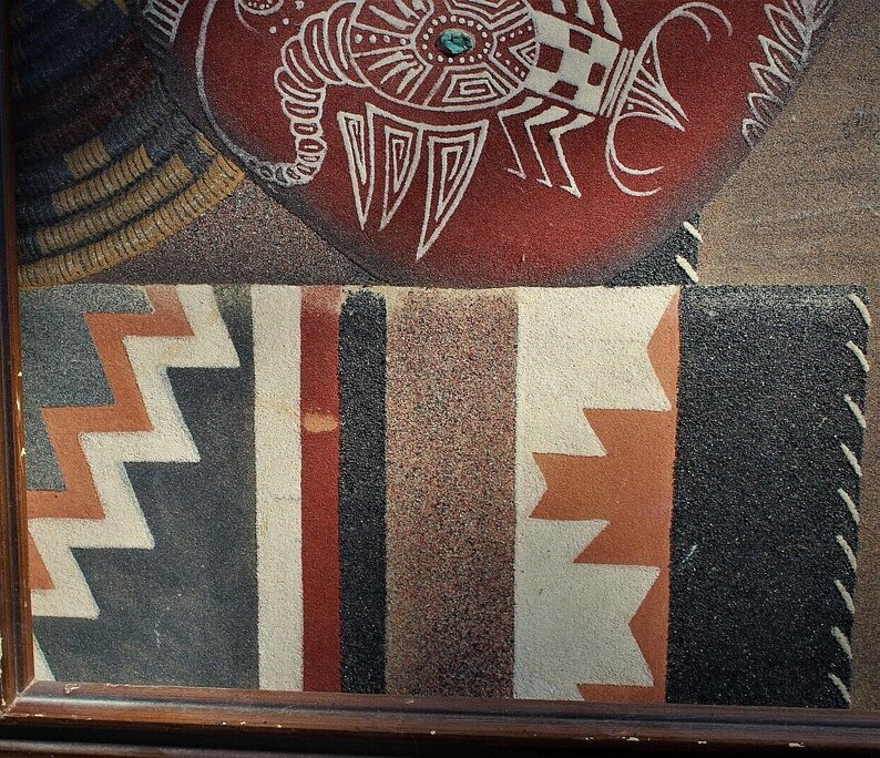 Large still Life Navajo Sand Painting by war Eagle Harvey Begay, New