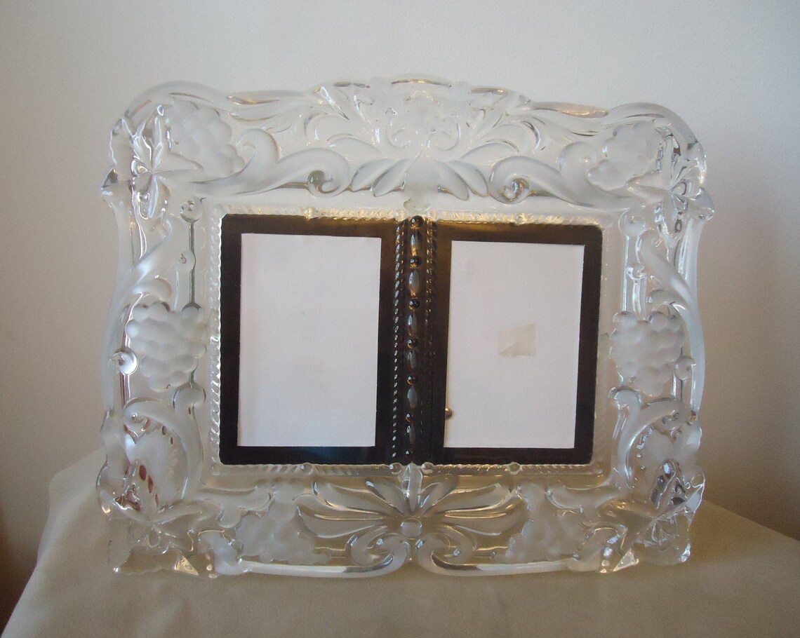 Mikasa Double Photo Frame Lead Crystal Picture Frame Frosted Etsy