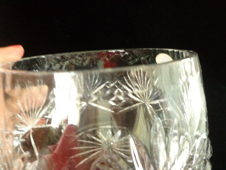 Rogaska Full Lead Crystal Bowl Hand Made in Yugoslavia Fan Design Heavy Crystal Bowl 6