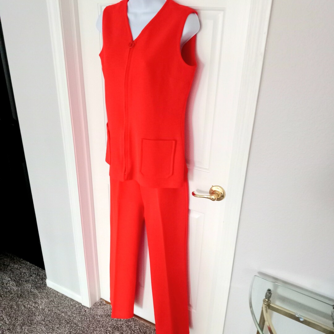 Fire Engine Red Viscos Rayon Straight Pant