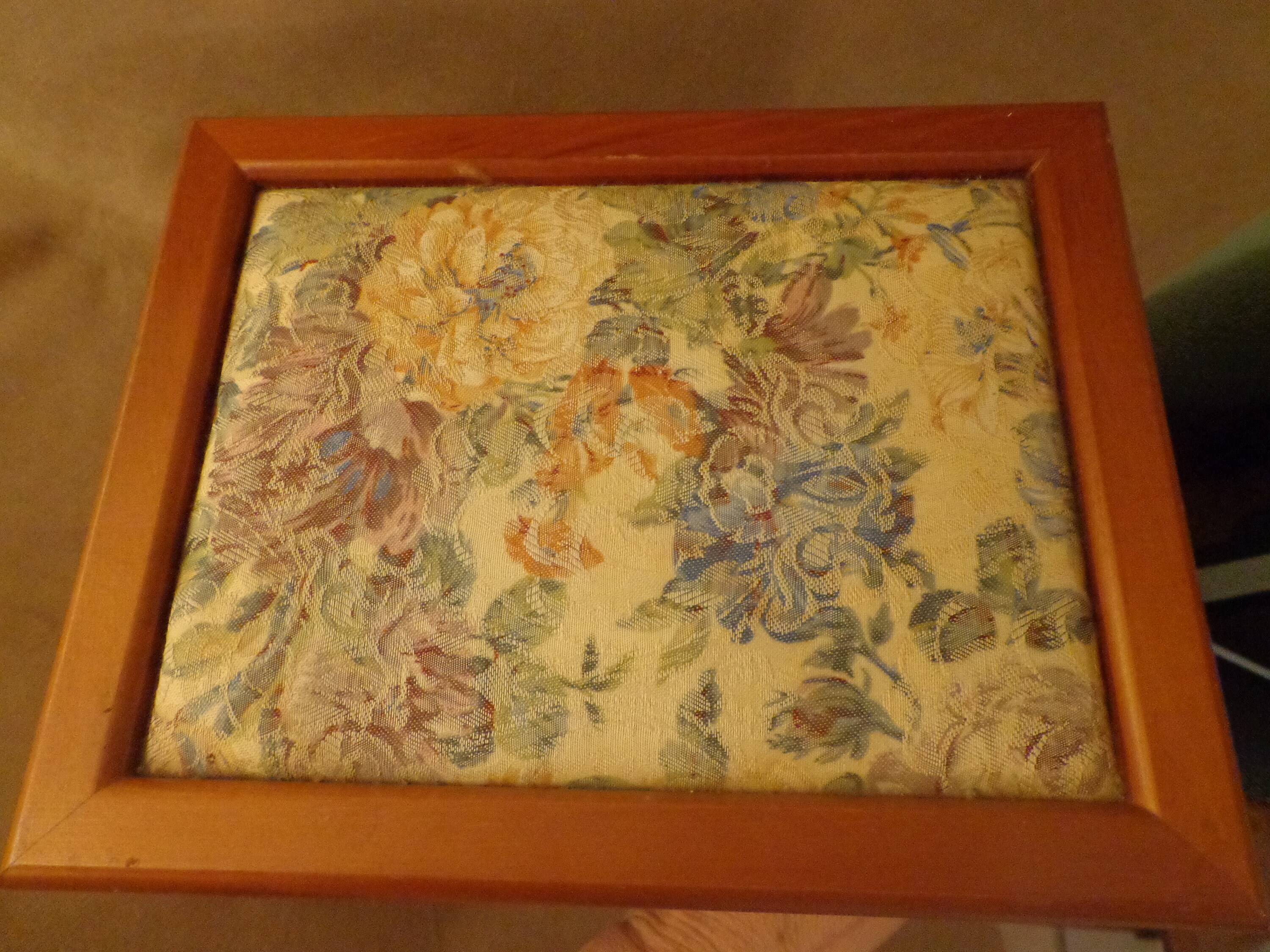 Vintage Brocade Footed Jewelry Box With Gray Velveteen Lining Etsy