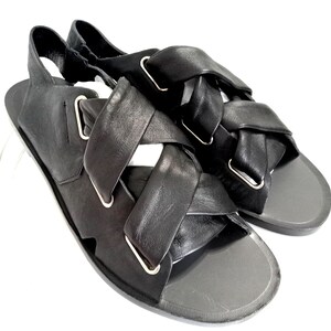 BARNEYS Size 10 Black Strap Sandals Barneys New York Leather Sandals - but,since main image 4