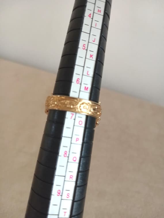Ornate Gold Tone Statement Ring: Adjustable Faux … - image 10