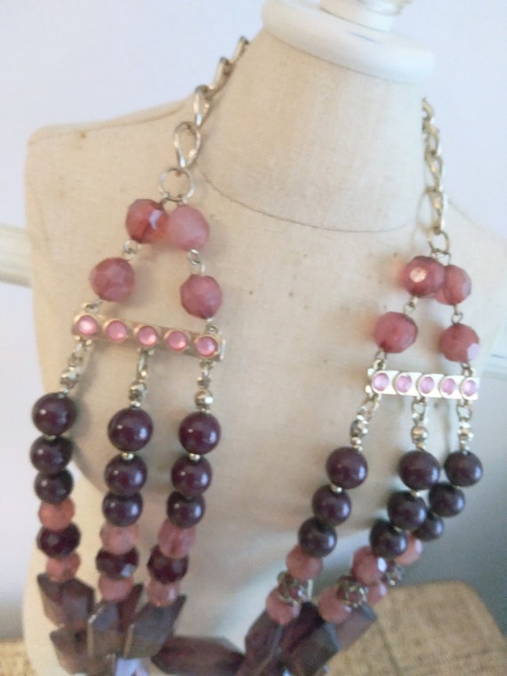 NY purple Lucite Multi Strand Beads Necklace. 24 … - image 8