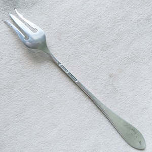 Sterling Silver Relish Fork, Three Prong Small Serving Fork, 6&quot; long
