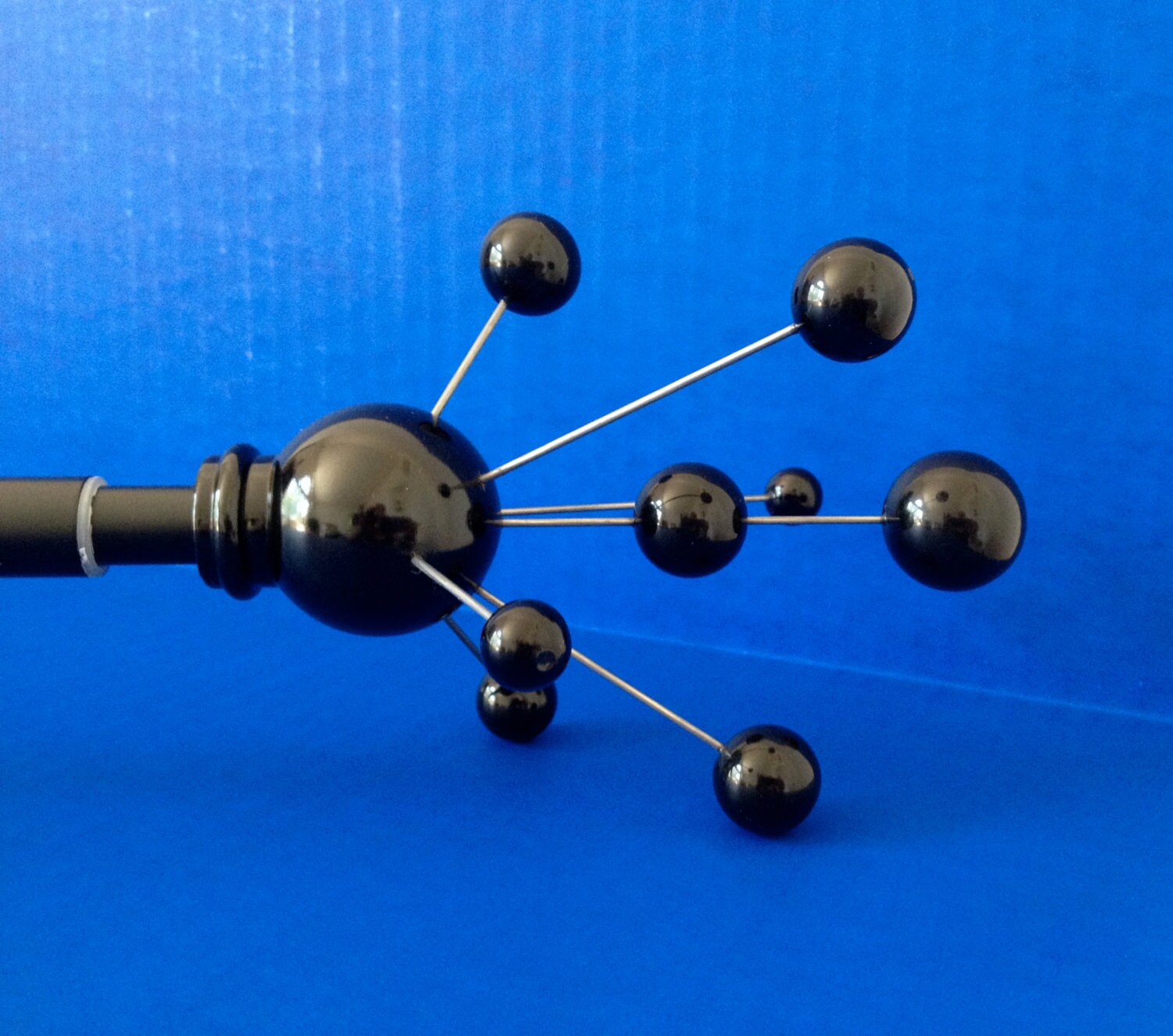Custom Curtain Rod Black Atomic Splash Molecule Finials