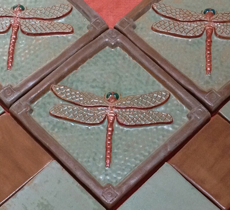 6 inch Craftsman Dragonfly tile for fireplace and kitchen Etsy