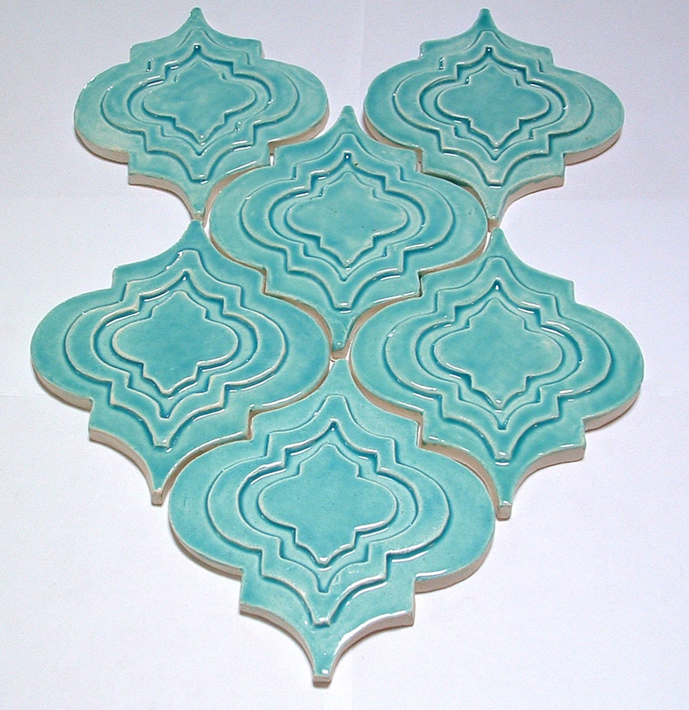 unoa 【Arabesque  blue】Sleeve design MSI Take Home Tile Sample-Bay Blue Glossy Arabesque 4 in. x