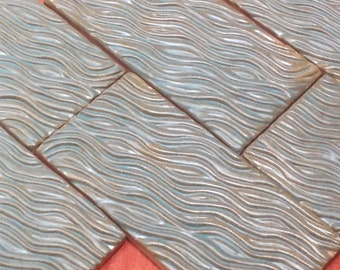 Textured Subway tile, 1 square foot, handmade tile for fireplace kitchen or bath