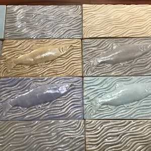 Set of 4 pastel Salmon  3&quot;x 6&quot; tile for fireplace kitchen or bath