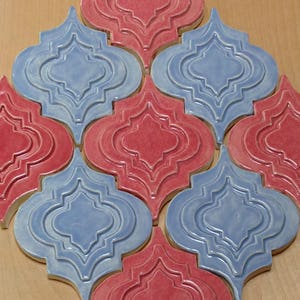 Azulejo Arabesco 1 pie cuadrado esmalte azul rosa y lavanda | Etsy