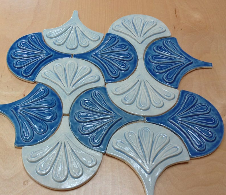 Moroccan Fish Scale Tile 1 Square Foot 12 Sky Blue And Image 0