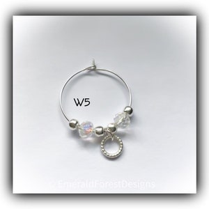 Set of 6 Silver Wine Glass Charms Wedding Favours Bridal Dining Reception Table Decor