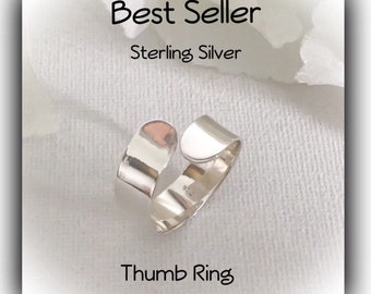 Thumb Ring Sterling Silver, Adjustable, Chunky Ring Gift Boxed for Birthday Christmas Gift Ladies Teens