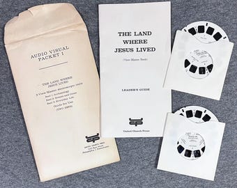 2 Reels Holy Land View Master Set 1963 Photos w/Teacher Guide United Church Press