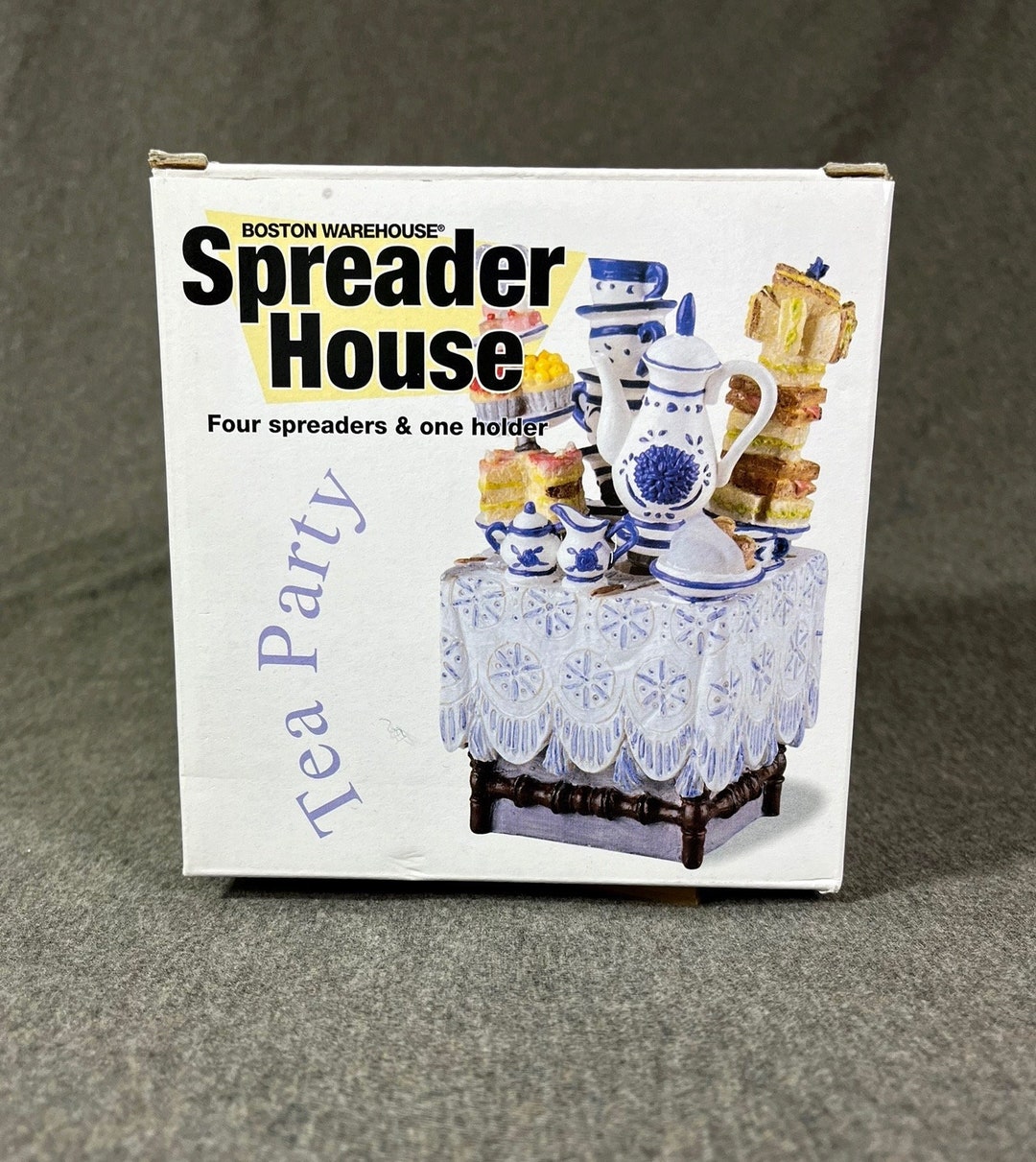 New Set of 4 Spreaders W/holder House Tea Party by Boston Warehouse ...