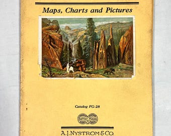 Rare 1928 A.J Nystrom Catalog Geography Sales FG-28 Europe Maps Globes Charts