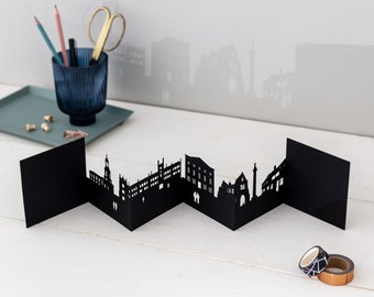 Shrewsbury Skyline Silhouette 3D Papercut Card